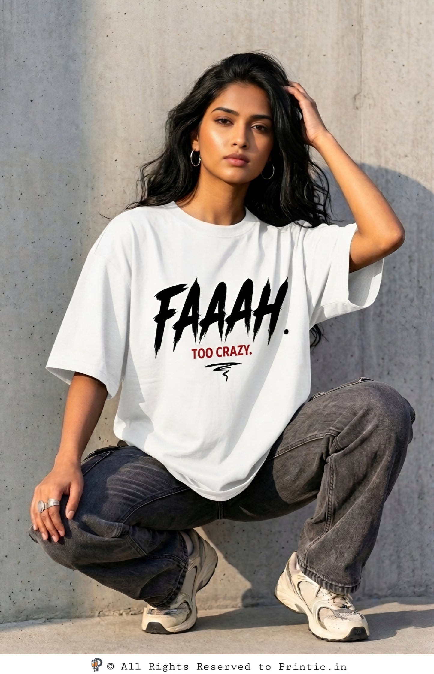 Faaah Too Crazy Oversized  180 GSM Unisex Tee