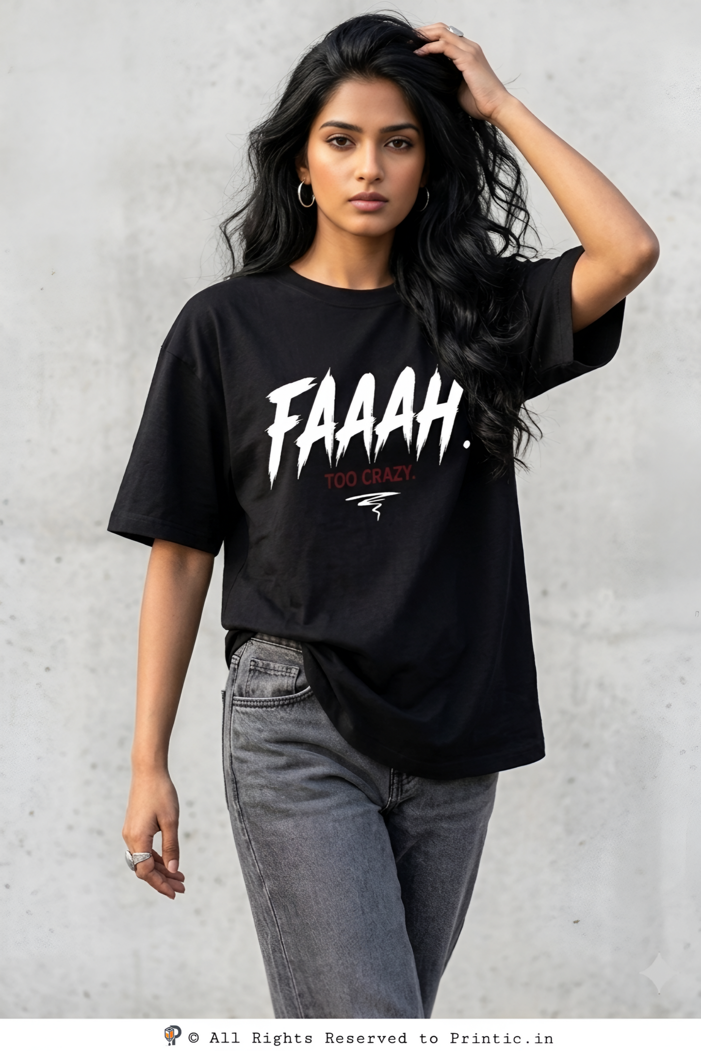 Faaah Too Crazy Oversized  180 GSM Unisex Tee