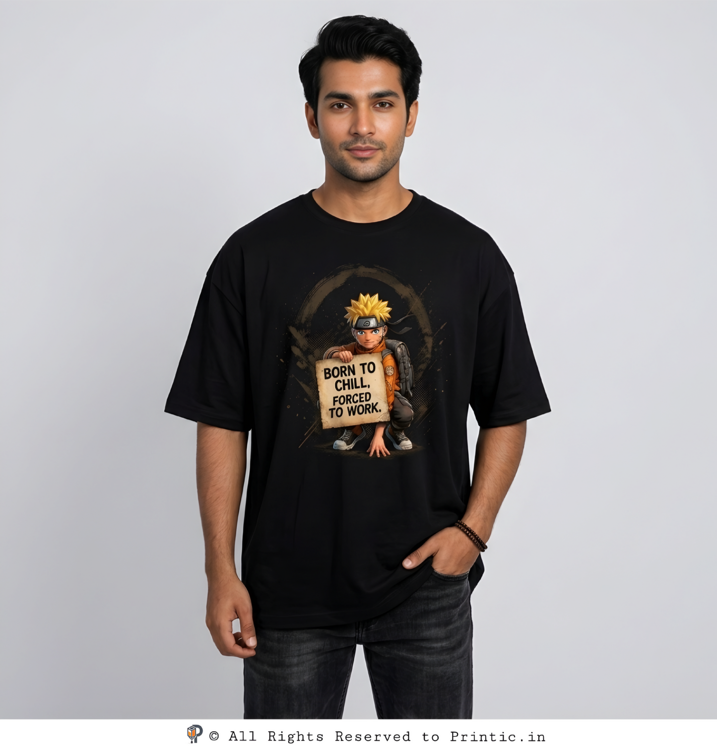 Naruto 'Born to Chill' 240 GSM Oversized Unisex Tee