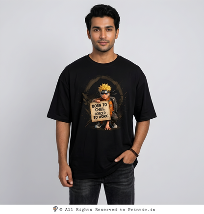 Naruto 'Born to Chill' 240 GSM Oversized Unisex Tee