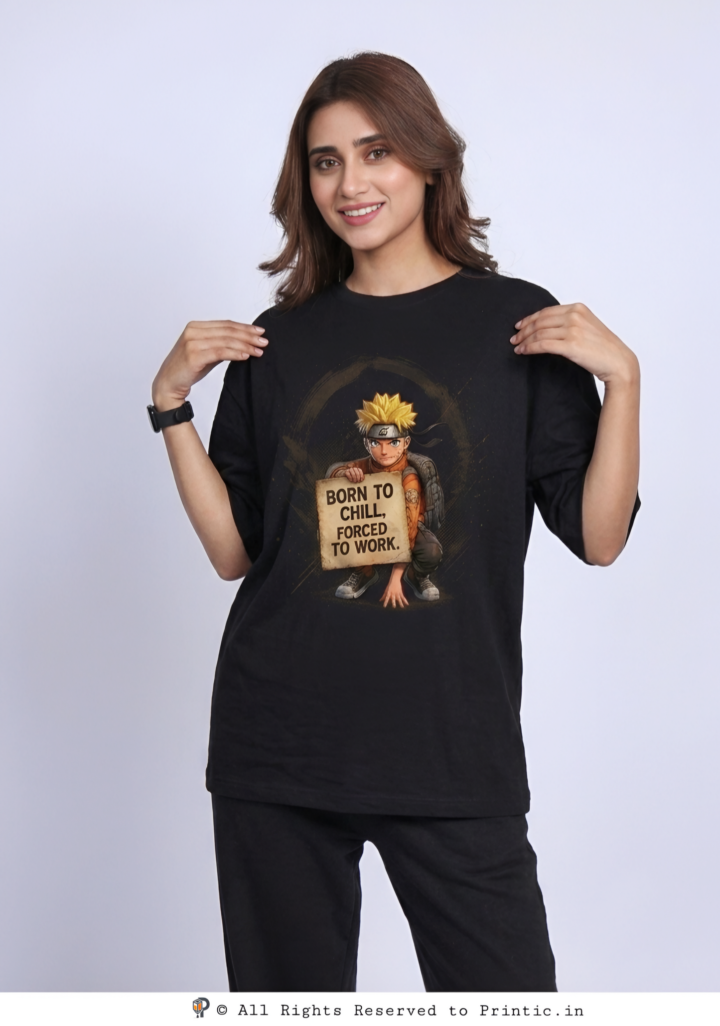 Naruto 'Born to Chill' 240 GSM Oversized Unisex Tee