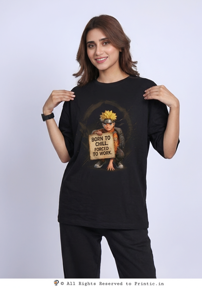 Naruto 'Born to Chill' 240 GSM Oversized Unisex Tee