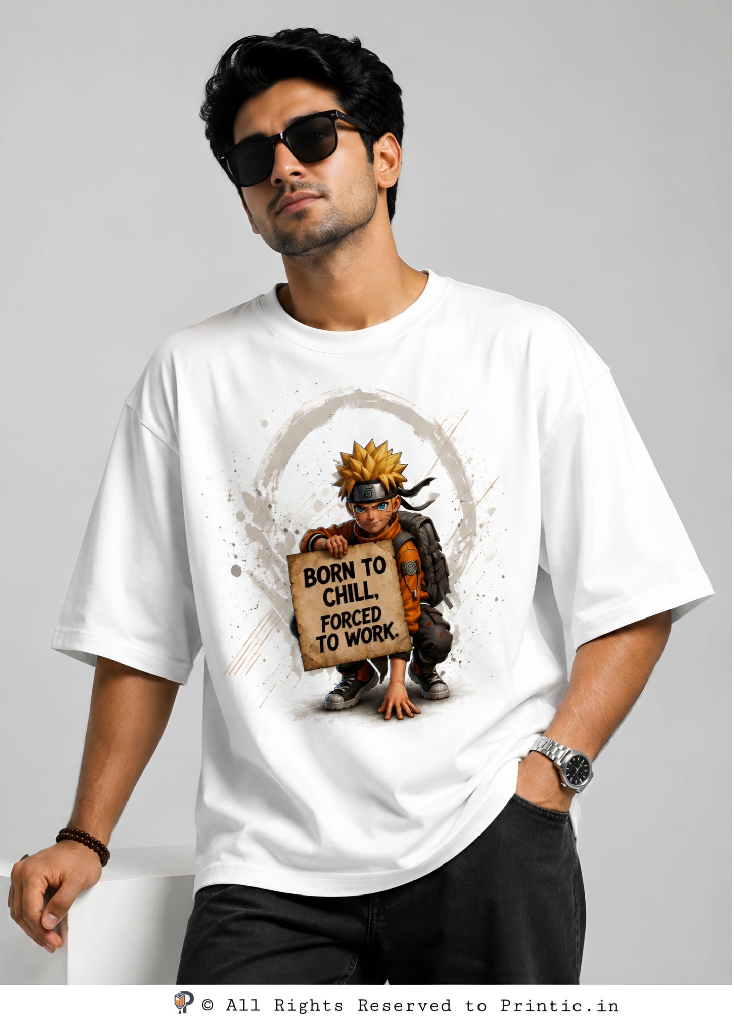 Naruto 'Born to Chill' 240 GSM Oversized Unisex Tee