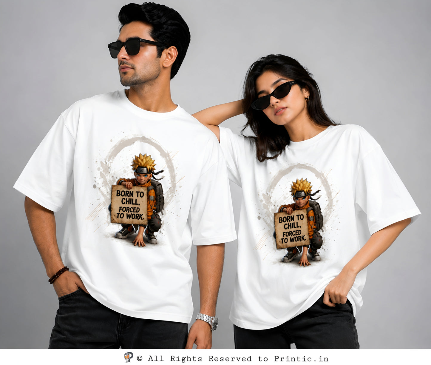 Naruto 'Born to Chill' 240 GSM Oversized Unisex Tee
