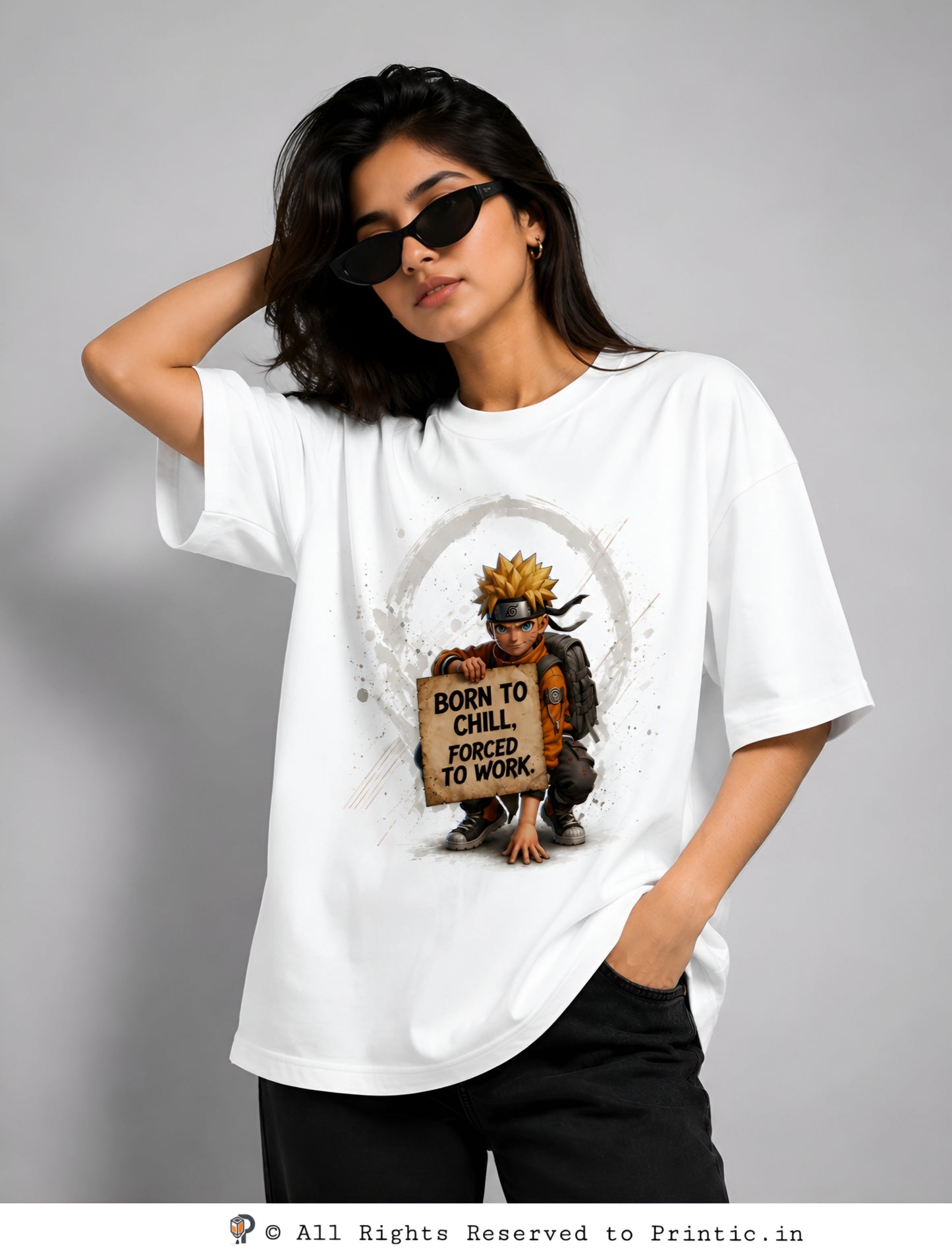 Naruto 'Born to Chill' 240 GSM Oversized Unisex Tee