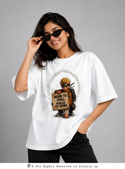 Naruto 'Born to Chill' 240 GSM Oversized Unisex Tee