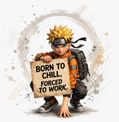 Naruto 'Born to Chill' 240 GSM Oversized Unisex Tee